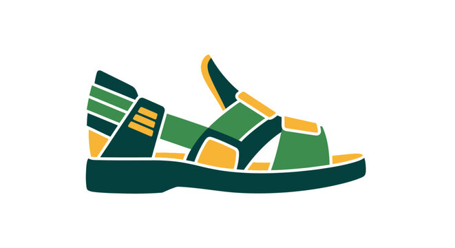 Colorful geometric design sandal with supportive straps.