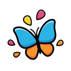 Colorful Cartoon Butterfly Illustration Closeup. © indah