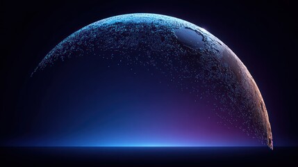 Fototapeta premium Abstract sphere formed by digital particles and light gradient representing innovation and technology