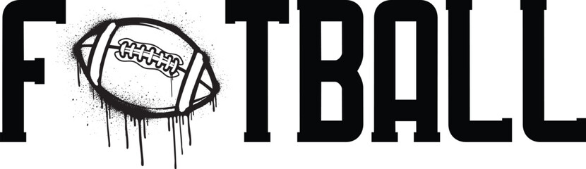 Bold football-themed typography design featuring a distressed American football illustration integrated into the word "FOOTBALL". Ideal for sports apparel, t-shirts, jerseys, team merchandise, © MUHAMMADHASEEB