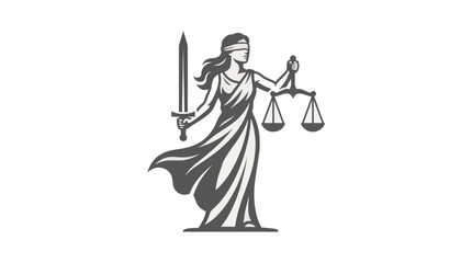 Obraz premium Professional Lady Justice Vector Illustration Blindfolded Themis Scales Sword Symbol For Commercial Use