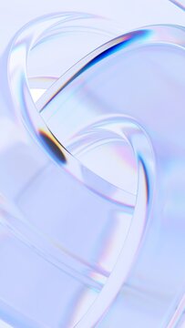 Abstract clean glass shape, vertical 3d render