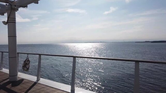 Wooden deck extending to the sea, Chiba, Japan