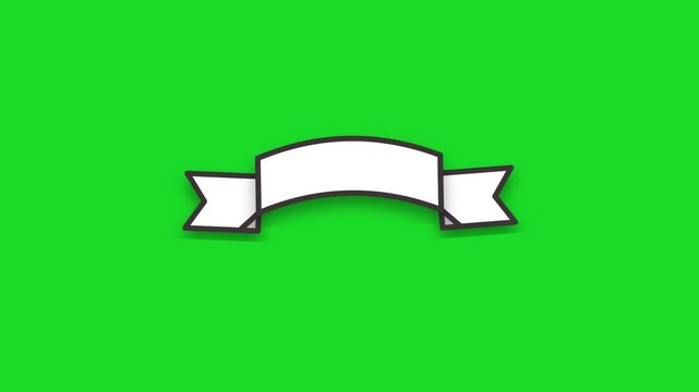 Hand-Drawn Animated White Ribbon Banner on Green Screen