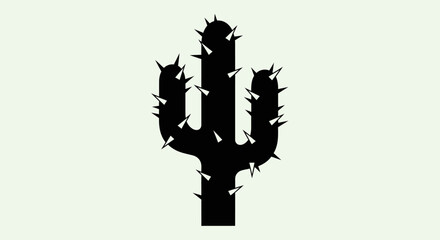 Black silhouette of a cactus plant. © ahmad