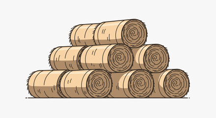 Stack of hay bales outdoors. © kuncoro