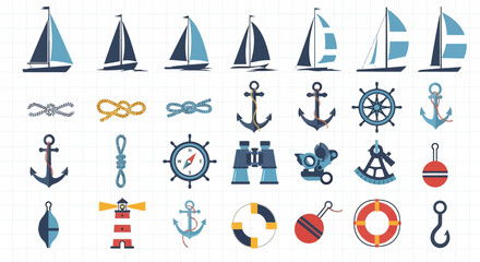 Nautical icons and symbols collection. © yanto