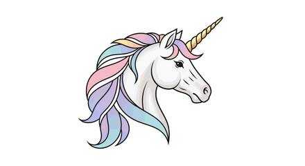 Unicorn Head with Colorful Mane. © kuncoro
