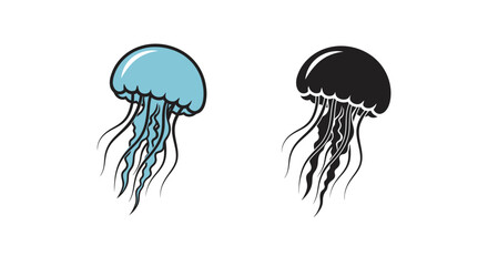 Two jellyfish swimming in ocean. © kuncoro