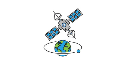 Satellite orbiting the Earth in space. © yanto