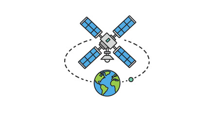 Satellite orbiting the Earth in space. © yanto