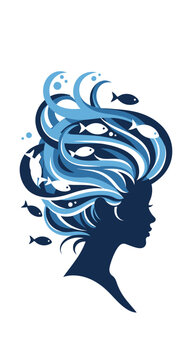 Woman with fish in hair profile.
