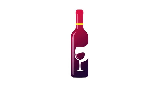Wine bottle and glass logo icon.