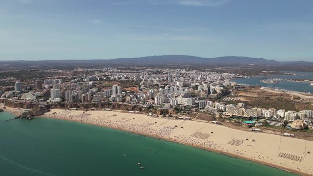 Aerial View City of Portim&atilde;o and Praia da Rocha in Algarve, Portugal