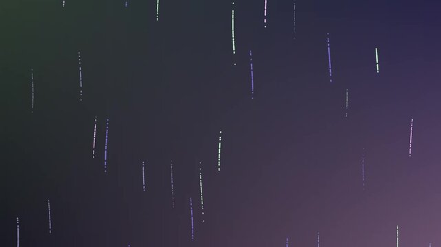Abstract digital rain effect motion background with glowing vertical lines falling down, creating a futuristic and dynamic visual for technology, data, or science projects.