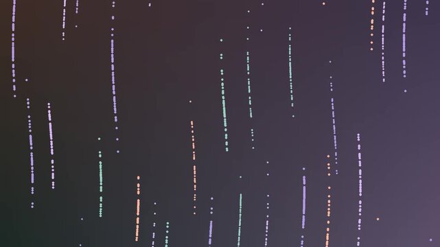 Abstract digital rain particles falling down a dark gradient background, creating a futuristic data stream effect, technology concept animation, seamless loop motion graphic.