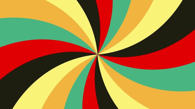 Retro style colored sunburst or sunbeam swirl seamless animation.