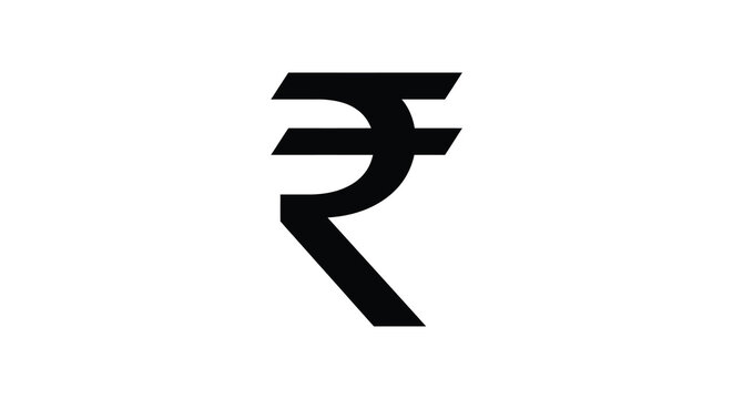 Indian rupee sign black silhouette on a white background