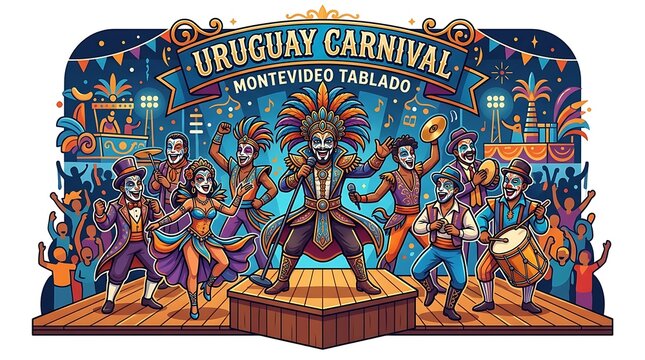 Uruguay Carnival Montevideo Tablado Illustration