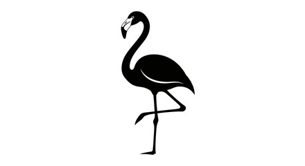 Black silhouette of a flamingo standing. © alvin