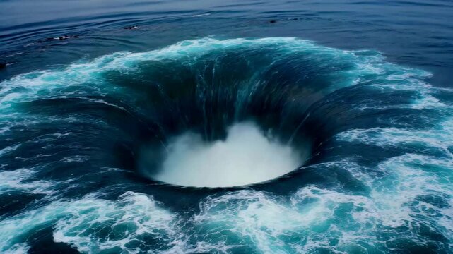 Powerful Saltstraumen Maelstrom Draining Water into the Abyss