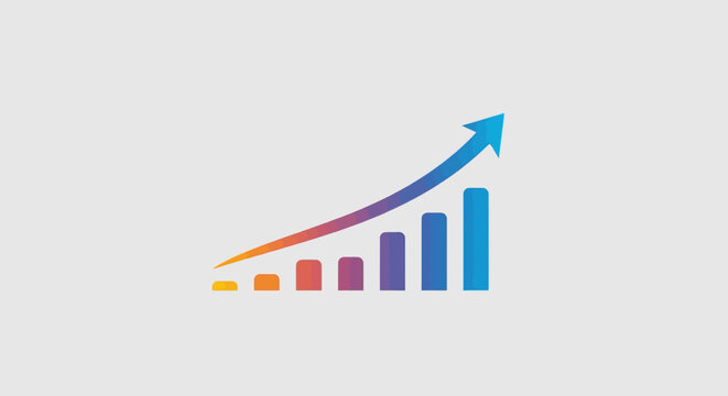 Colorful graph with rising arrow.
