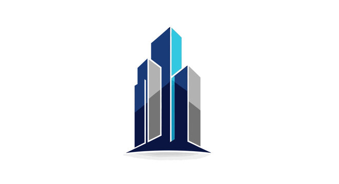 Modern office building blue logo.