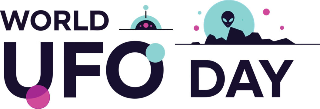 Vector illustration celebrating world ufo day with futuristic alien landscape