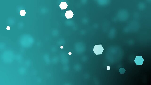 Abstract gradient background bokeh and scattered white hexagon shapes animation
