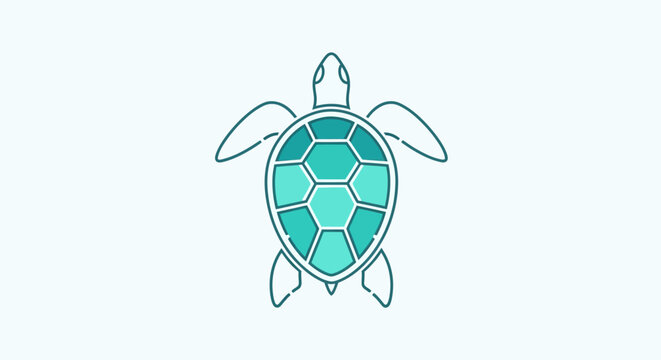Turquoise turtle shell with flippers.