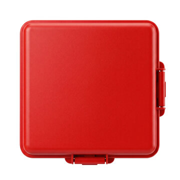 Square red plastic hard protective case isolated