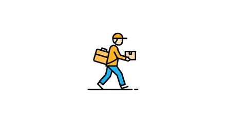 Fototapeta premium Delivery man walking with package box.