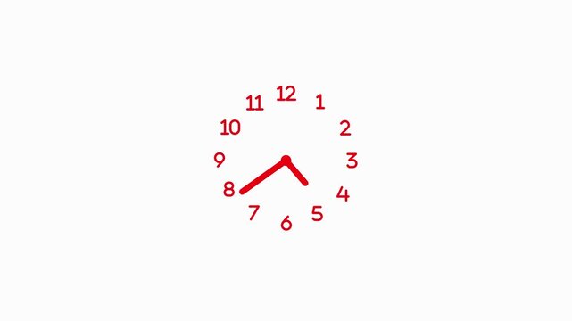 Simple minimal white analog clock face showing hour and minute hands pointing animation