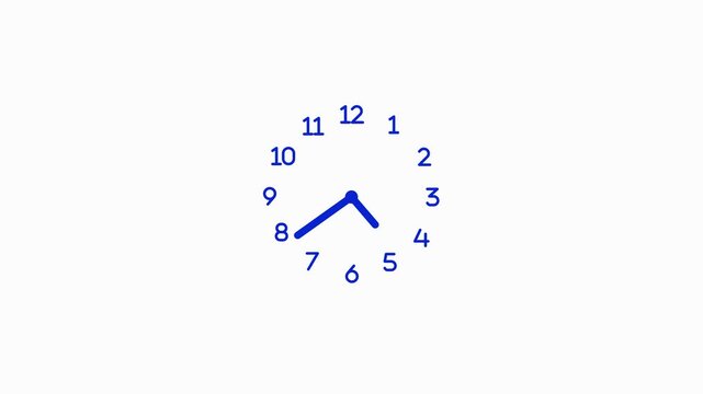 Simple minimal white analog clock face showing hour and minute hands pointing animation