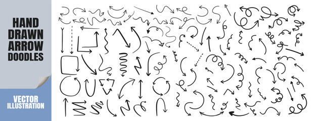 Obraz premium Hand drawn arrow doodles in various styles.