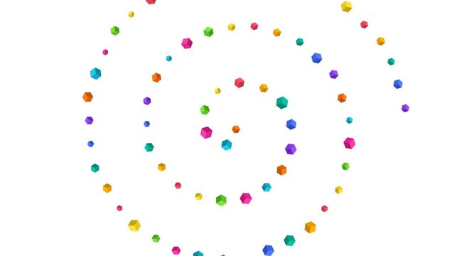 Colorful 3 d cubes rotating in spiral motion abstract animation background animation