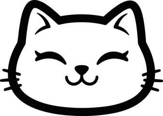 Cute Cat Face Emoji Icon Vector Art - Happy Feline Illustration © kumara