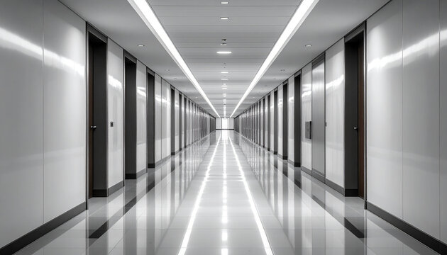 Futuristic White Corridor Interior
