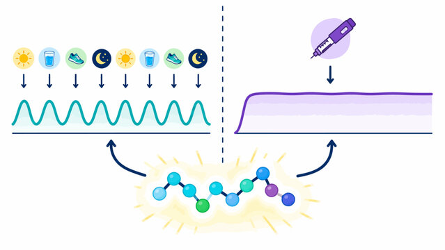 Data visualization showing cyclical patterns transforming into a smooth trend with analysis