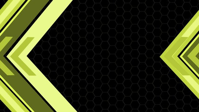 Honeycomb background geometric chevrons on left and right modern tech abstract design animation