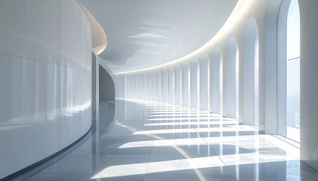 Futuristic White Curved Hallway
