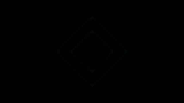 Abstract Glowing Blue Diamond Shape Pulsing Motion Background.