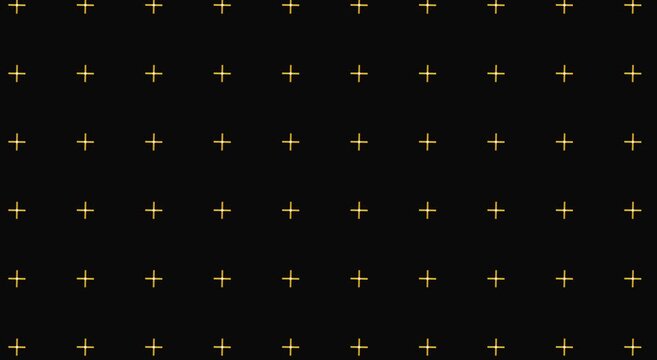 Golden plus sign pattern motion background, abstract geometric grid animation