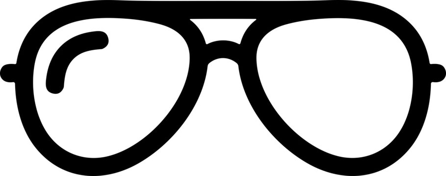 Black Outline Aviator Sunglasses Icon, Minimalist Style