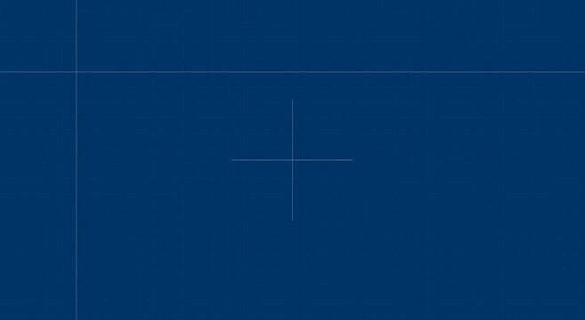 Minimalist blue blueprint grid animation background, with precision crosshair overlay