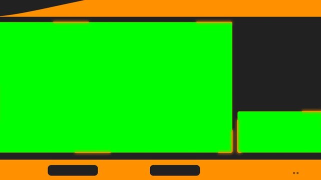 Orange Retro Gaming Overlay with Green Screen Chroma Key Windows.