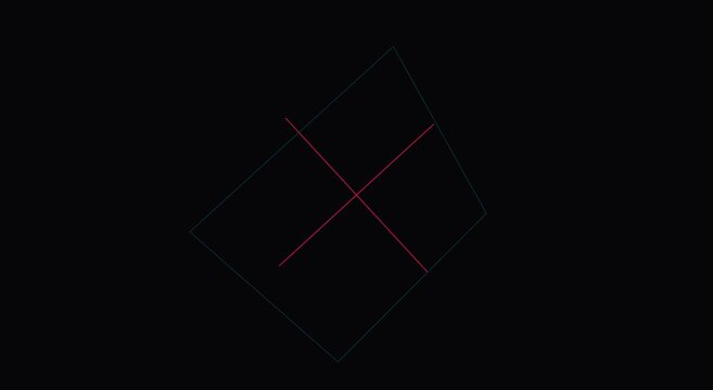 Minimalist geometric diamond animation with pulsing red cross lines animation