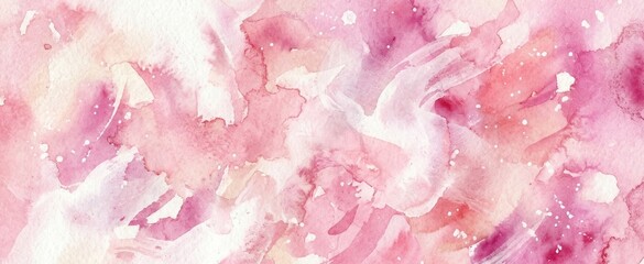 Fototapeta premium Pink watercolor splash background with abstract brush strokes. Artistic hand drawn paper texture for creative design. Soft fluid paint wash pattern for invitation card and backdrop.