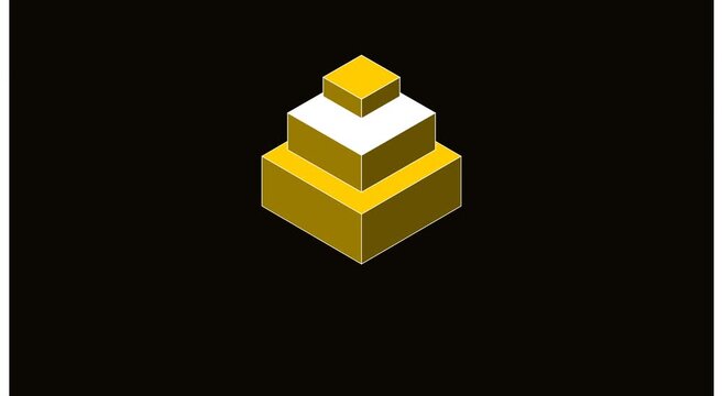 Minimalist isometric 3 d pyramid animation on animation black background