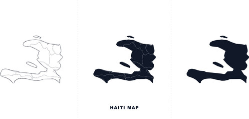 Set of haiti map with different styles © mdHittu